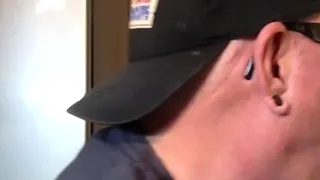 Homemade gloryhole DILF takes sucked rod