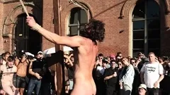 Christian smashes the mallet into Vanders balls