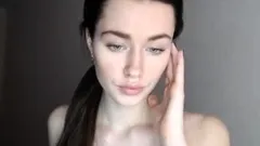 Beautiful teen brunette Jessica Sinn masturbates