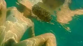 TOTALY NAKED Underwater RIsky swim with my new friends