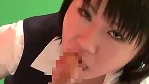 Closeup POV video of a cute Japanese girl giving a blowjob