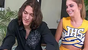Cheerleader Natalie gets messy facial from her horny boyfriend
