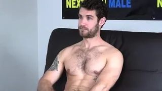 Casting stud with hairy body jerks cock