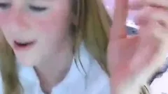 Blonde teen with huge breast masturbating on webcam