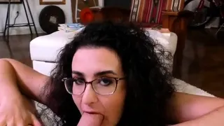 POV BJ babe with glasses sucks cock