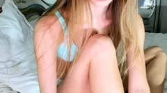 Blonde tight pussy babe solo toy fun in glamour masturbation