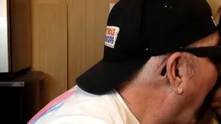 Gloryhole homemade DILF sucks BFs cock