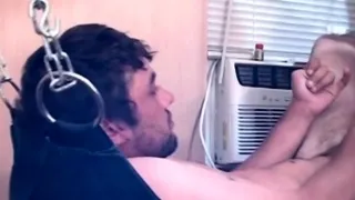 Homemade DILF sucks n fucks sling bottom