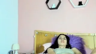 Slim amateur Latina in lingerie masturbates on webcam