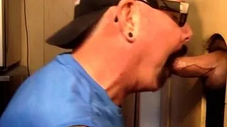 Gloryhole deepthroat DILF sucks dick