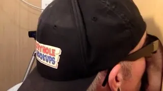 Gloryhole amateur DILF eats cum after BJ