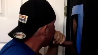 Gloryhole amateur DILF sucks n jerks rod