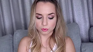 Small tits blondie Mona Blue gets cum in mouth ending after sex