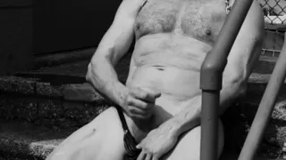 Hairy Muscle Daddy Mick Weston Masturbates Solo Outdoors