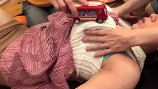 Asian bukkake fetish slut toyed and facialized