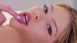 Closeup video of pretty Leah Lee getting rough face fucked