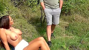German big tits brunette at outdoor fuck