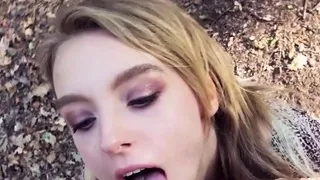 Small 18yo tourist teen seduced in public for outdoor sex