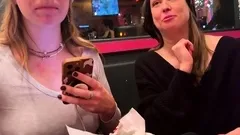 Blonde and brunette lesbians stripping and making out