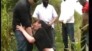 Mature gangbanged by blacks outdoor