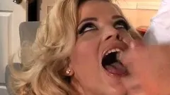 Milf blond Puma Swede blows big hard cock outdoor