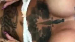 Busty brunette hoe shows off pussy in close up pov style