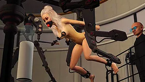 Crazy professor plays with a cute cuffed teen