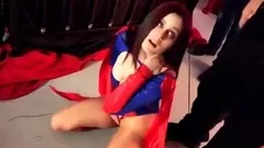 Superhero taken down - behind the scene hardcore cosplay
