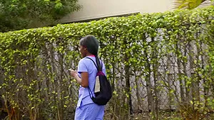 Interracial fucking in the van with cute ebony nurse Lexxi Deep