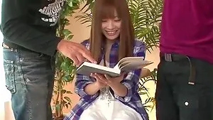 Anri Sonozaki fucked by two males in outdoor trio