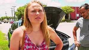 Wild fucking in the van with small tits Alyssa Cole for money