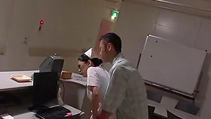 Naughty Asian nurse gets her pussy filled with a stiff shaft