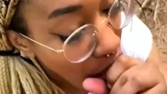 Ebony Babe Creampied in Public