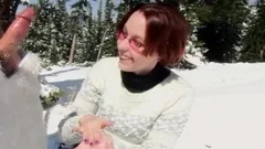 Public Handjobs Brandi de Lafey Strokes A Snowman