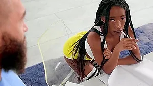 Interracial fucking with small tits ebony girlfriend Mini Stallion