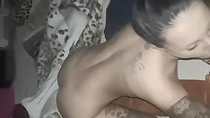 Homemade amateur video of a cute girlfriend sucking a large dick