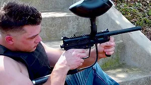 Hardcore gay fucking between two muscular dudes on the bed