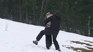 Outdoors fucking with cock hungry blonde ends with a facial