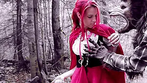 Wild outdoors fucking with red riding hood babe Brind Love