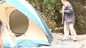 Quickie outdoors fucking between an older man and a cute teen