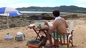 Outdoors MMF threesome with seductive Asian babe Kitano Nozomi