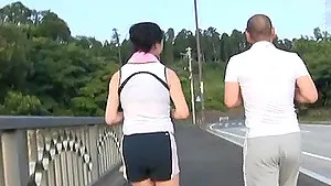 Gentle outdoors fucking with a fit Japanese wife who loves cum