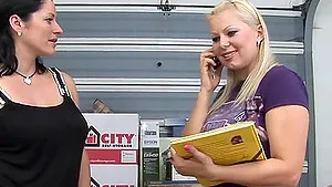 Homemade video of Kate and Stefani fucking one dude with strapons