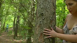 Nice fucking in outdoors ends with a creampie for Vyvan Hill