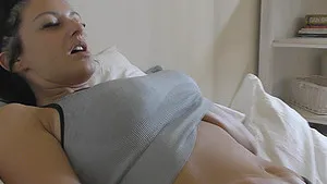 Large tits hottie Cassie loves fingering her wet pussy in the morning