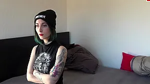 German skinny teen at gonzo casting