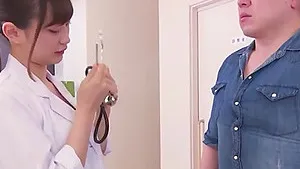 Japanese gangbang with natural tits nurse Mitani Akari who loves cum