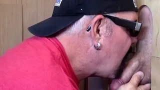 Gloryhole DILF sucks cock n holds balls