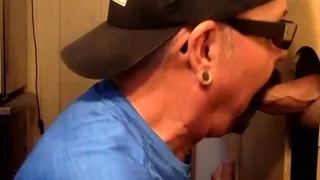 Gray DILF giving head to gloryhole top