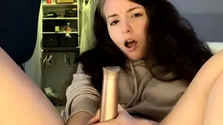 Kinky moist taco brunette anal toy play during masturbating